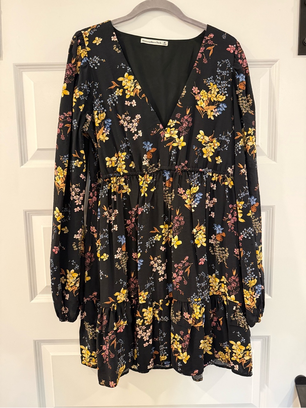 Abercrombie & Fitch Black Floral Mini Dress - Medium Tall